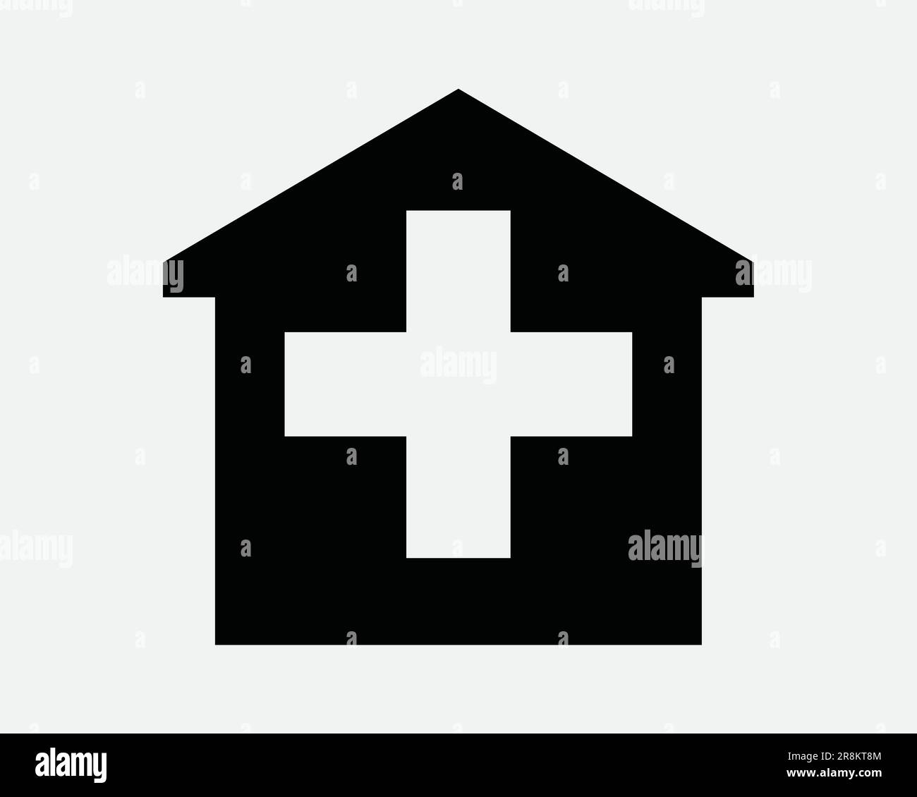Icona clinica. Ospedale struttura sanitaria Medical Health Care Emergency Room. Simbolo del segno bianco nero Illustrazione Illustrazione grafico Clipart vettore EPS Illustrazione Vettoriale