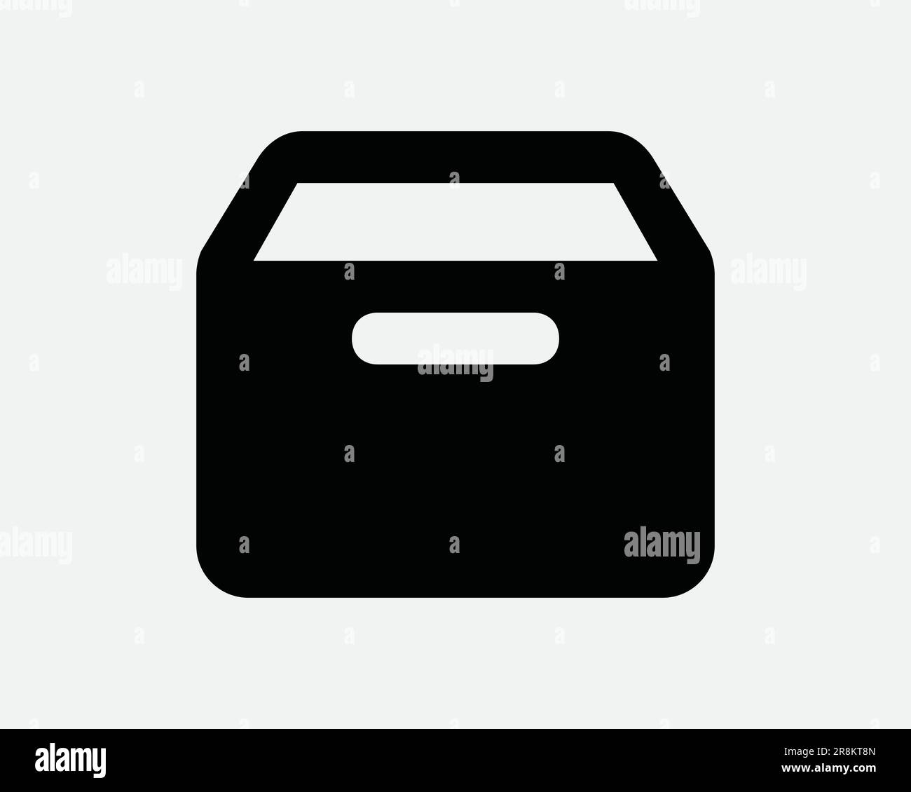 Icona casella contenitore. Archivio magazzino cassetto spedizione pacco consegna. Simbolo del segno bianco nero Illustrazione Illustrazione grafico Clipart vettore EPS Illustrazione Vettoriale