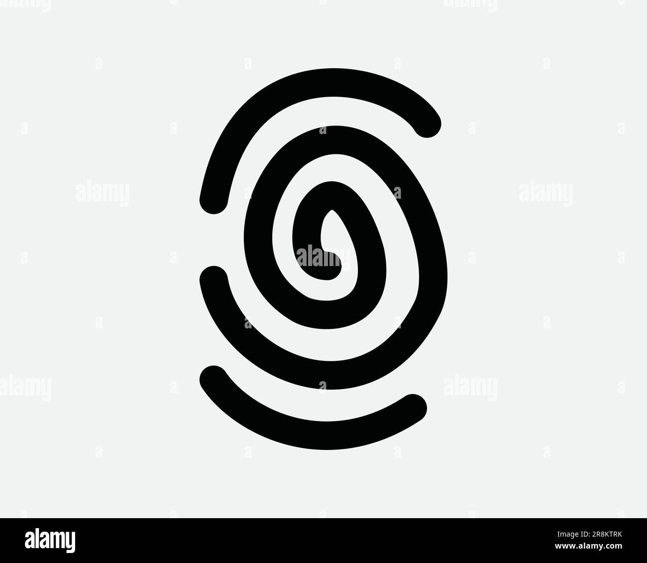 Icona impronte digitali. Identity Biometric Security Password ID Secure Access Scan. Simbolo del segno bianco nero Illustrazione Illustrazione grafico Clipart vettore EPS Illustrazione Vettoriale