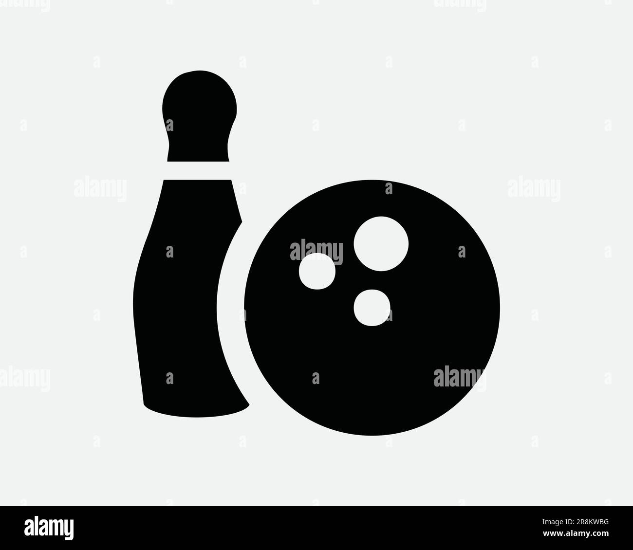 Bowling Ball and pin Icon Sport Competition Game Strike Hobby Recreation Play Black White Sign Symbol Illustrazione Illustrazione Graphic Clipart EPS Vector Illustrazione Vettoriale