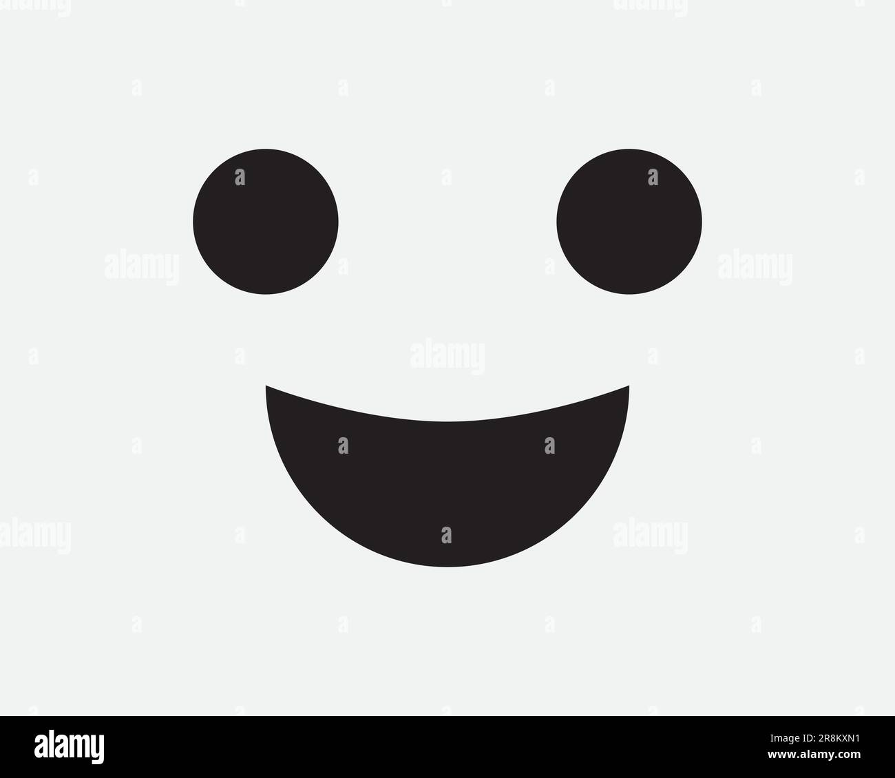 Icona faccina sorridente. Occhi occhi bocca emozione sorriso felice espressione facciale risata. Simbolo del segno bianco nero Illustrazione Illustrazione grafico Clipart vettore EPS Illustrazione Vettoriale