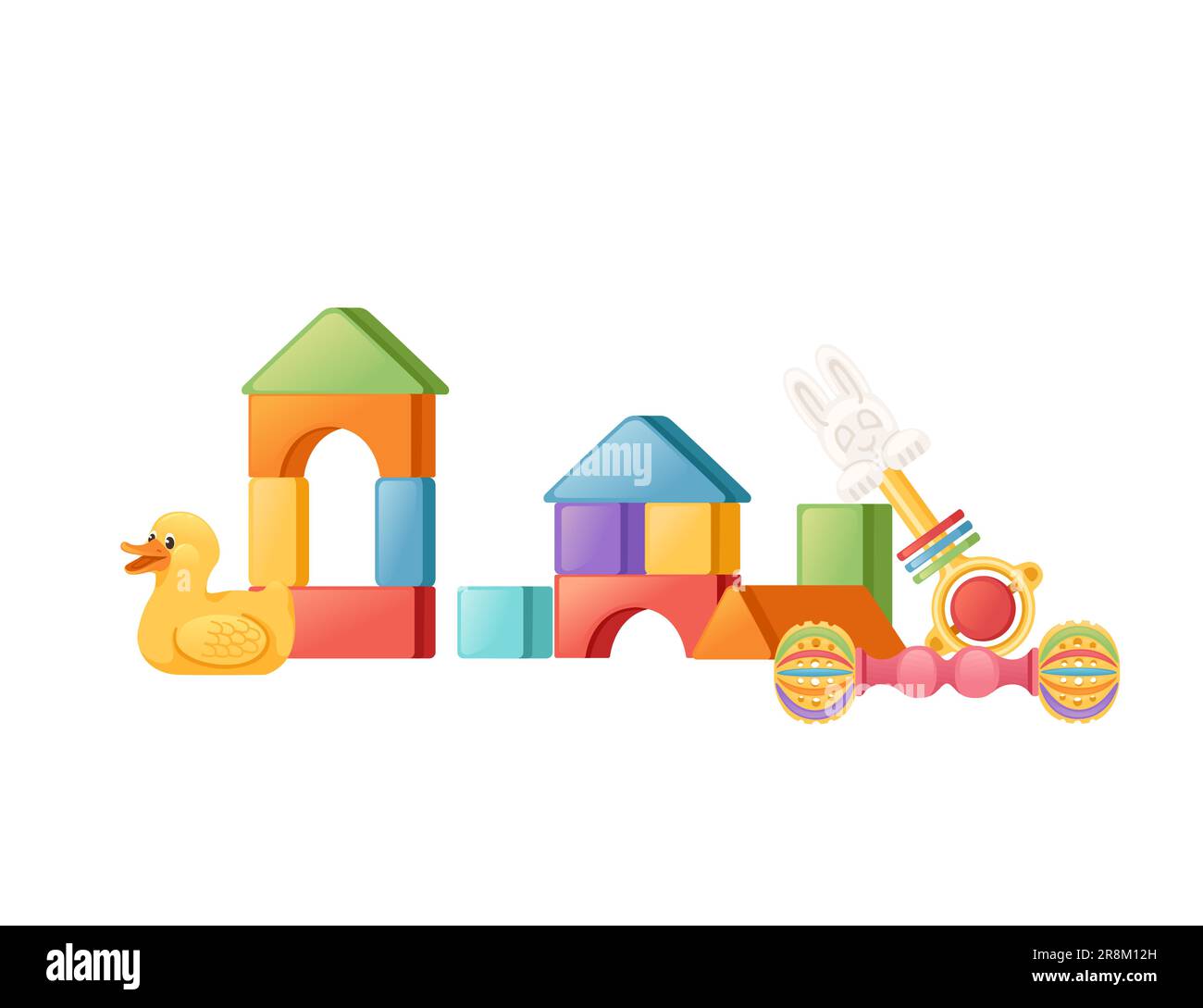 Set di illustrazioni vettoriali luminose per bambini isolate su sfondo bianco Illustrazione Vettoriale