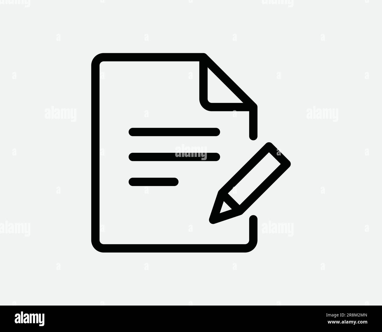 Icona Modifica documento. Editor DOC file di testo Word pagina penna Nota Firma Scrivi. Simbolo del segno bianco nero Illustrazione Illustrazione grafico Clipart vettore EPS Illustrazione Vettoriale