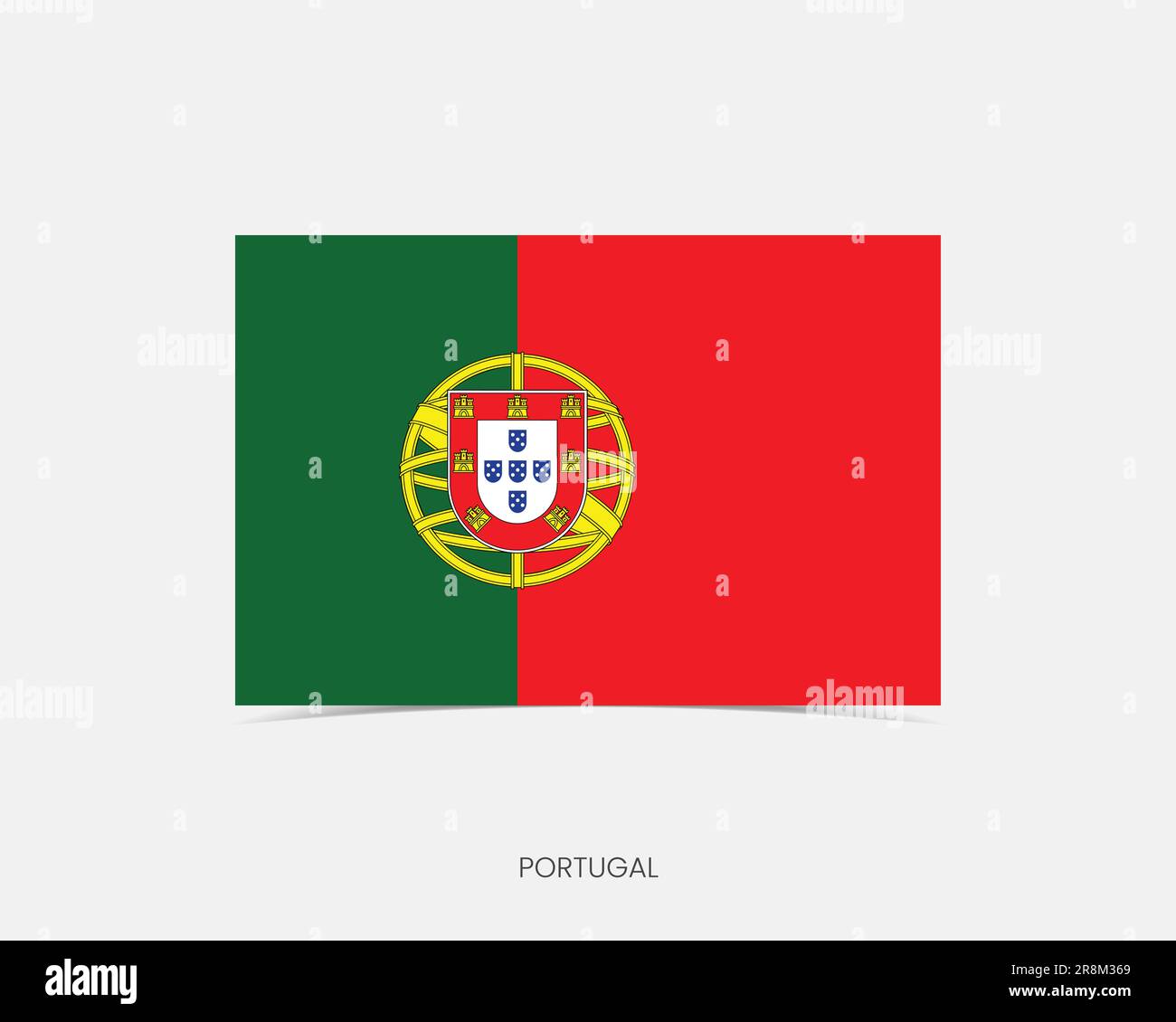 Portogallo icona della bandiera a rettangolo con l'ombra. Illustrazione Vettoriale