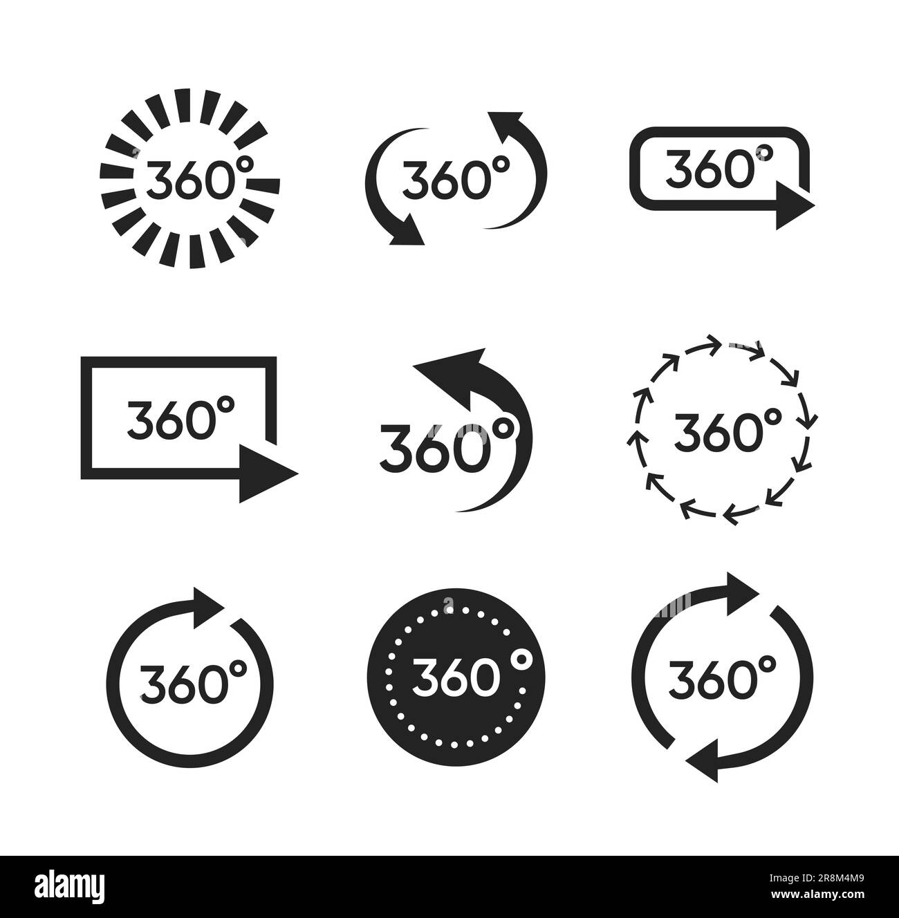 Set di loghi con frecce a 360 gradi Illustrazione Vettoriale