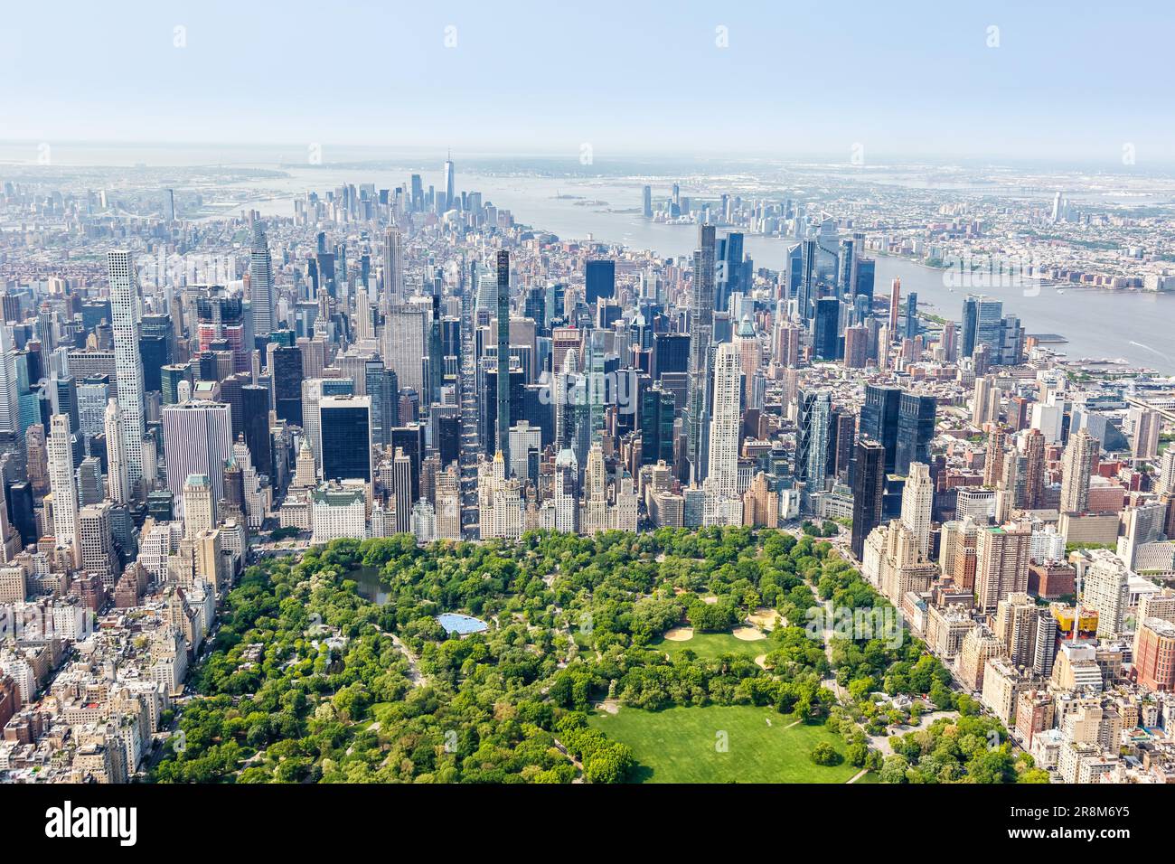 New York City skyline grattacielo di Manhattan immobiliare con Central Park vista aerea foto negli Stati Uniti Foto Stock