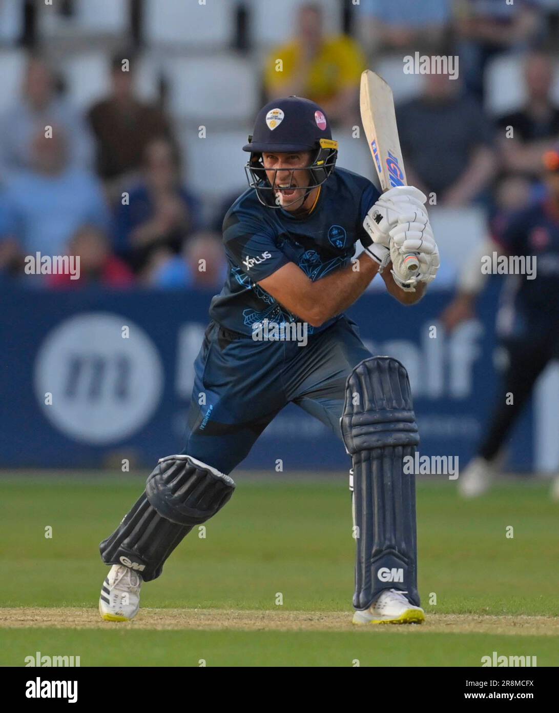 Northampton 21-Giugno 2023 : Wayne Madsen di Derbyshire Falcons durante il Vitality T20 Blast match tra Northamptonshire Steelbacks vs Derbyshire Falcons al County Ground Northampton Inghilterra . Foto Stock