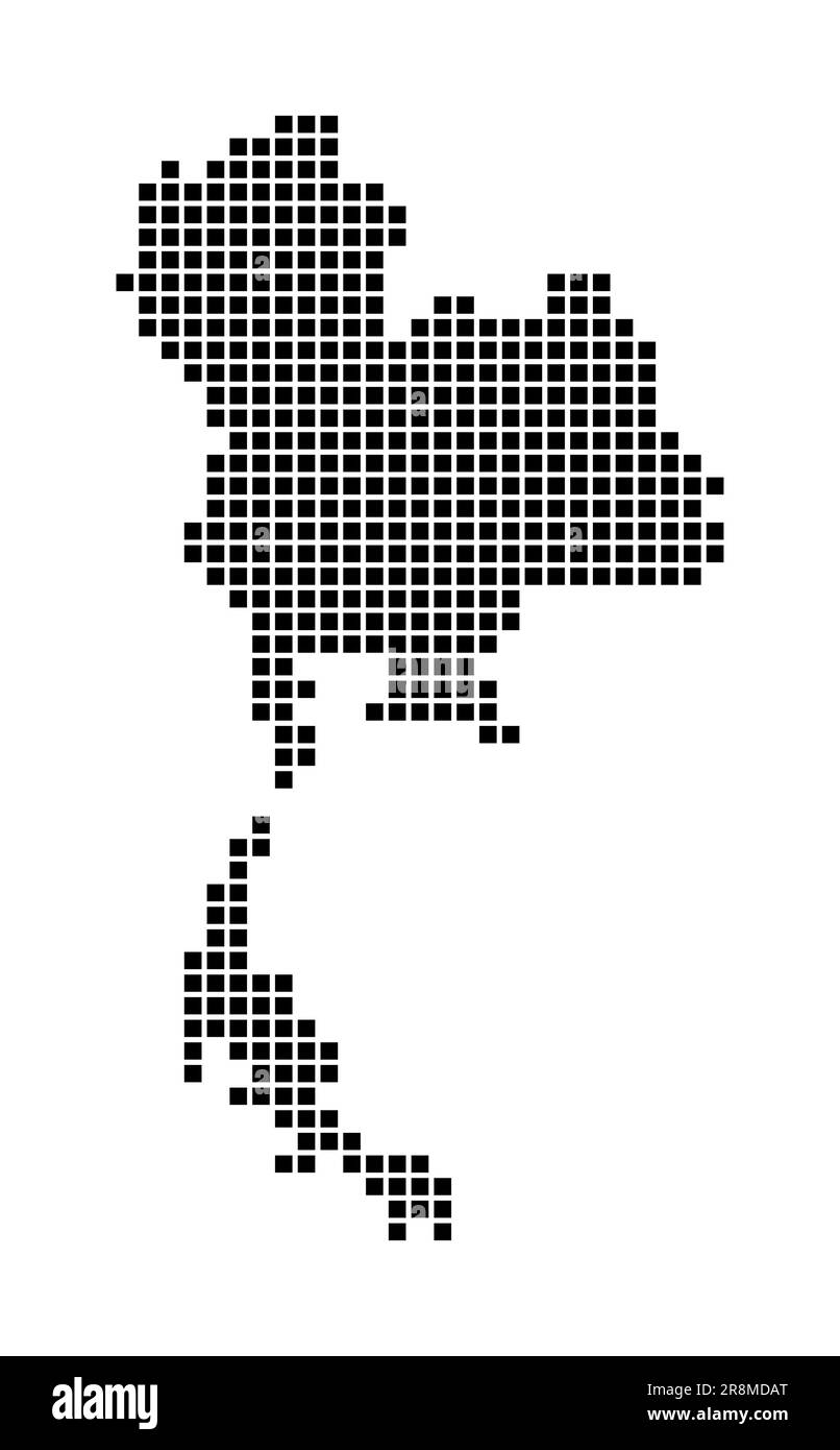 Mappa della Thailandia. Mappa della Thailandia in stile punteggiato. Bordi del paese riempiti di rettangoli per il vostro disegno. Illustrazione vettoriale. Illustrazione Vettoriale