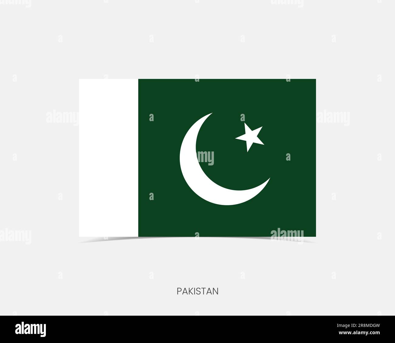 Icona della bandiera del rettangolo del Pakistan con l'ombra. Illustrazione Vettoriale