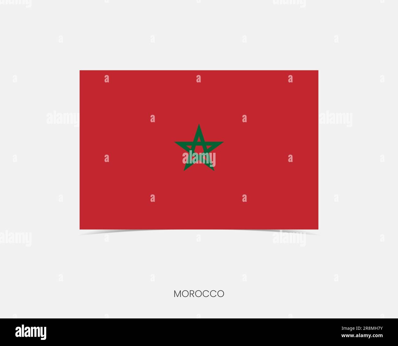 Icona della bandiera del rettangolo del Marocco con l'ombra. Illustrazione Vettoriale