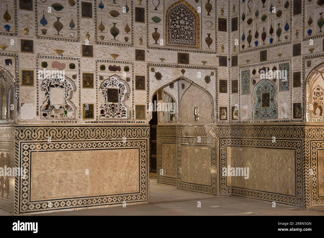 Sheesh Mahal, Amber Fort, Jaipur, Rajasthan, India, Mirror Palace, Fort Foto Stock