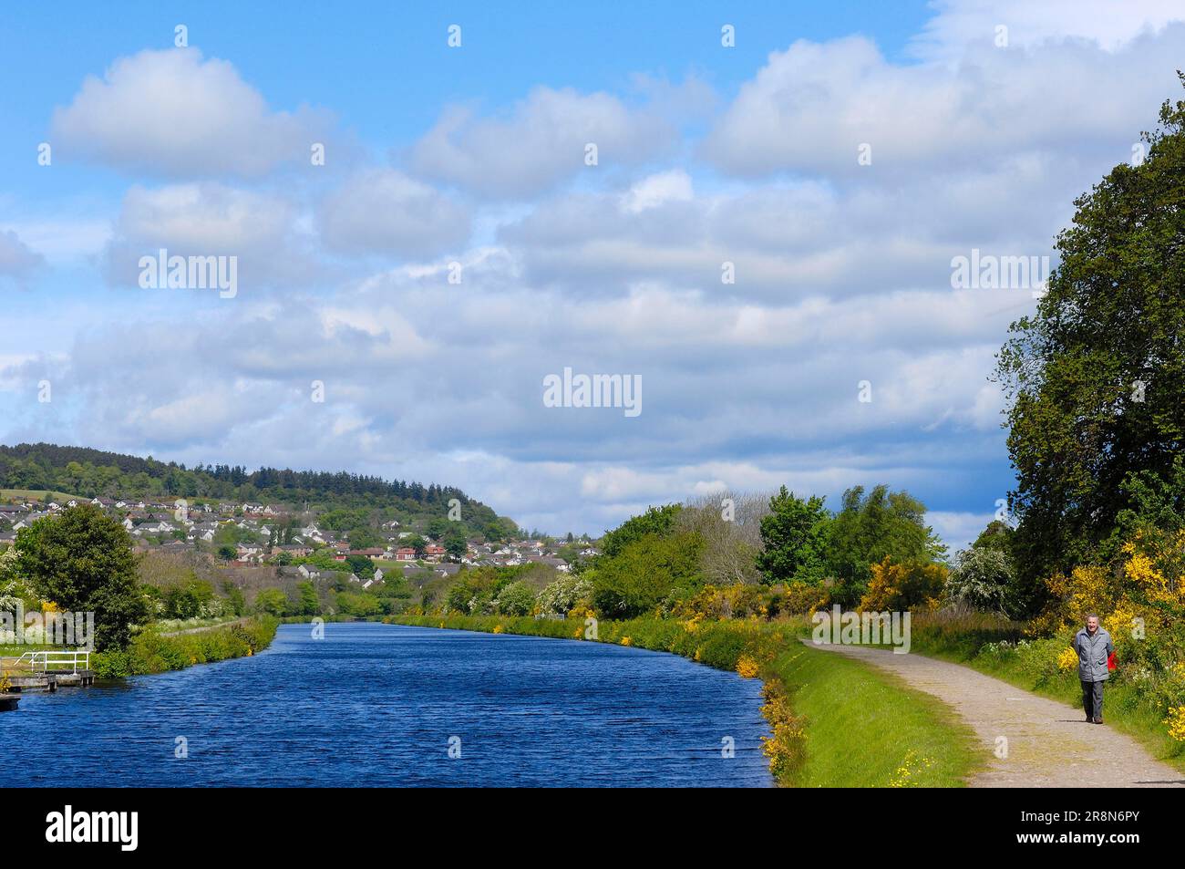 Caledonian Canal vicino a Inverness, Ness River, Scottish Highlands, Scozia, Regno Unito Foto Stock