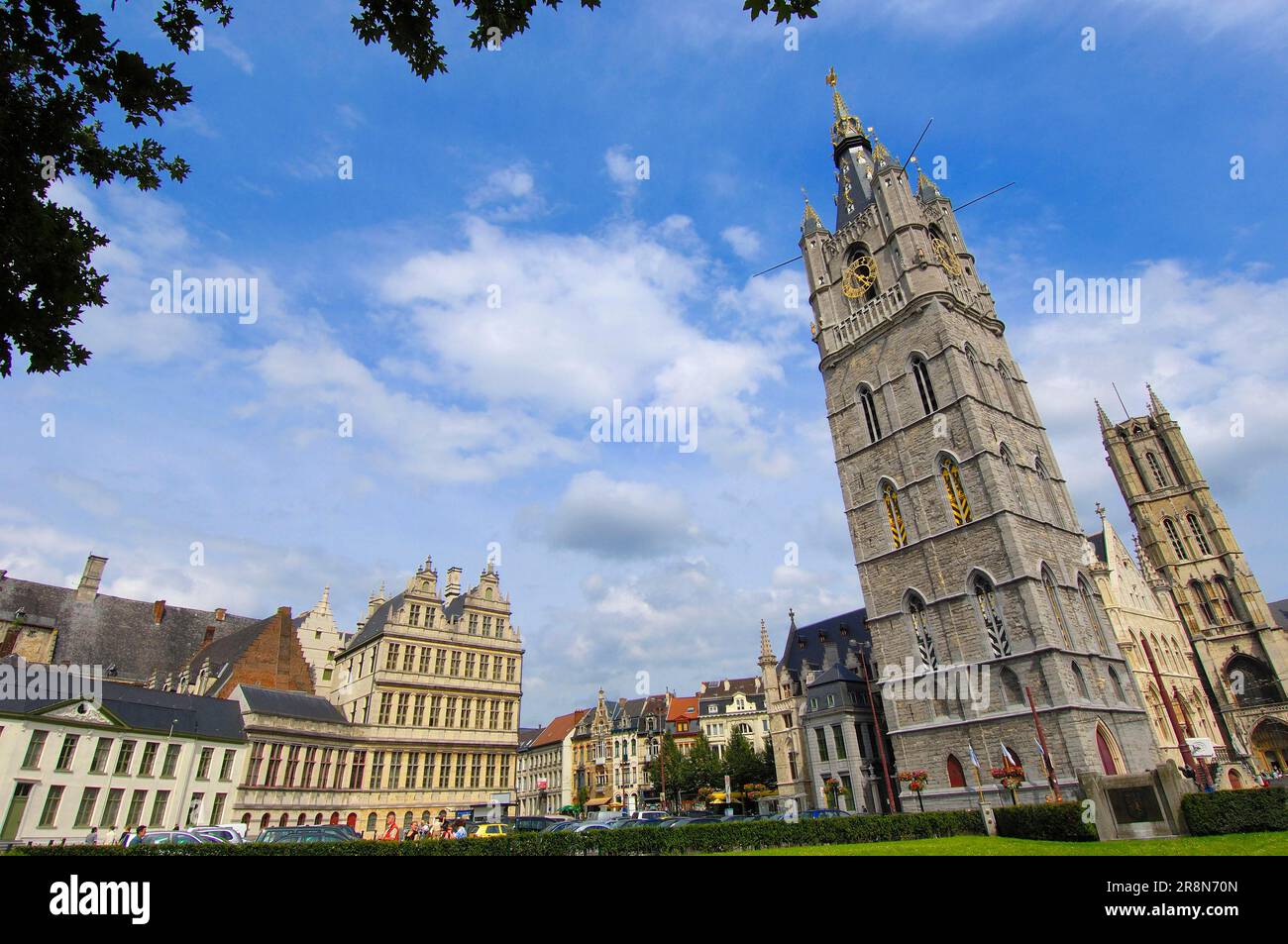 Belfry, Cattedrale di San Bavo, Gand, Fiandre Orientali, Fiandre, Belgio, Campanile Foto Stock