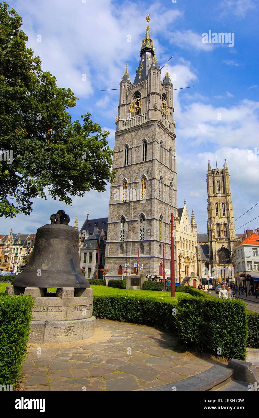 Roeland Bell, Belfry, Cattedrale di San Bavo, Gand, Fiandre Orientali, Fiandre, Belgio, Campanile Foto Stock