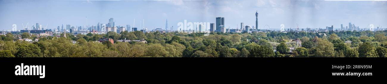 Un super panorama di Londra da Primrose Hill. Foto Stock