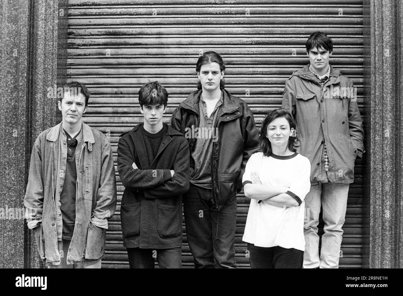 GORKY'S ZYGOTIC MYNCI, YOUNG BAND PORTRAIT, 1997: Gorky's Zygotic Mynci Original lineup band completa in un mini-festival St David's Day al Coal Exchange di Cardiff Bay, Galles, Regno Unito il 1 marzo 1997. Foto: Rob Watkins Foto Stock