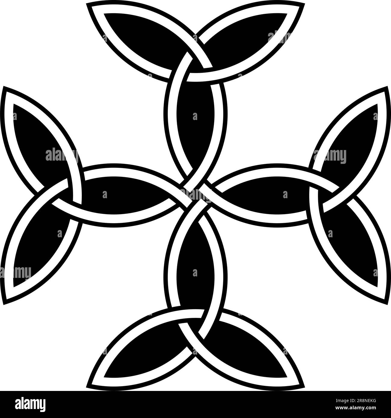 Croce Carolingiana con contorno nero. Sfondo isolato. Simboleggia l'unità, l'equilibrio e Dio. Illustrazione Vettoriale