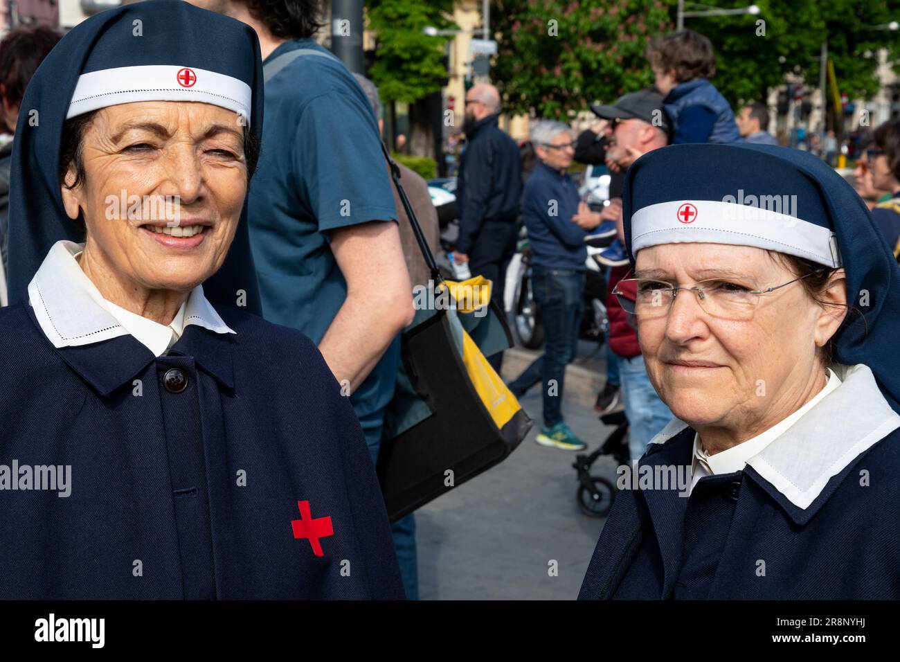 25 aprile - manifestazione per la liberazione dell'Italia dall'occupazione nazifascista. Bergamo, Italia. Foto Stock