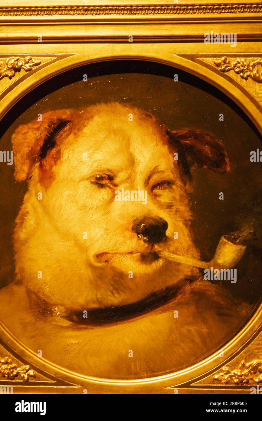 Dipinto intitolato 'A Jack in Office' di Edwin Landseer datato metà 19th ° secolo Foto Stock