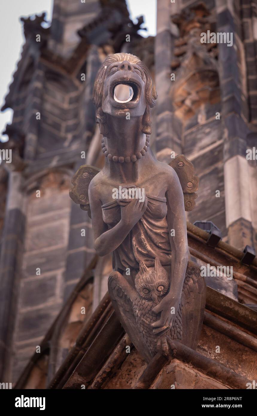 PRAGA, REPUBBLICA CECA, EUROPA - ST Gargoyle Cattedrale di Vito. Foto Stock