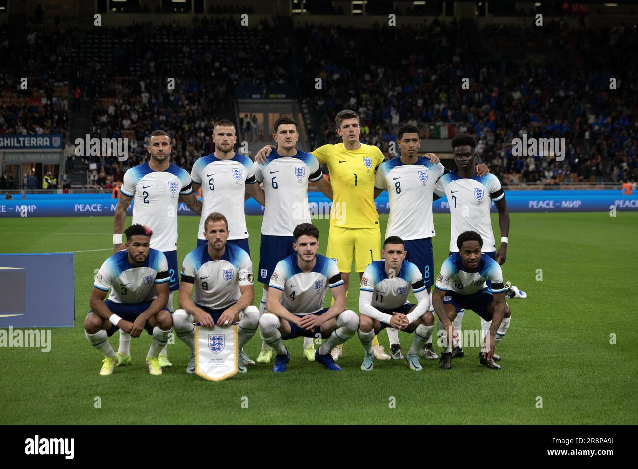 Squadra di calcio inglese durante la partita di calcio della UEFA Nations League Italia vs Inghilterra, a Milano il 23 settembre 2022 Foto Stock