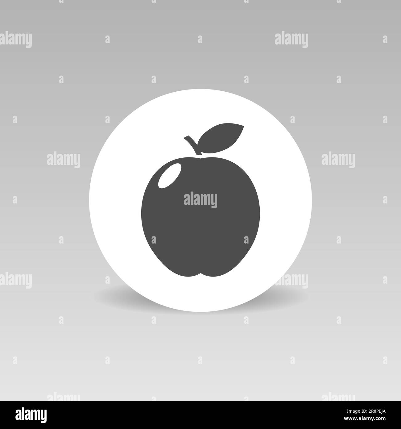 Apple Fruit su fondo arrotondato isolato icona vettoriale Illustrazione Vettoriale