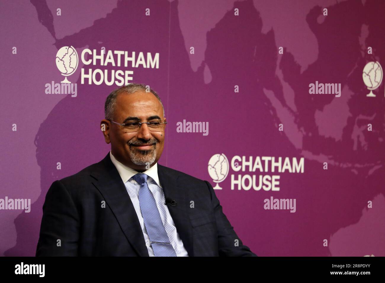 Il Presidente del Consiglio di transizione meridionale dello Yemen (STC), il generale maggiore Aidarous Qassem al-Zubaidi, alla Chatham House di Londra, Regno Unito, il 22 giugno 2023 Foto Stock