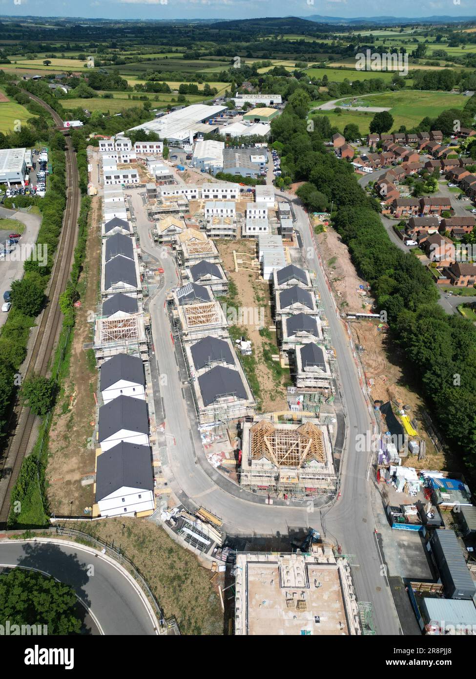 Hereford UK sito di costruzione di alloggi modulari di 120 case in affitto a prezzi accessibili e proprietà condivisa da Stonewater su un sito di sviluppo brownfield 23 giugno Foto Stock