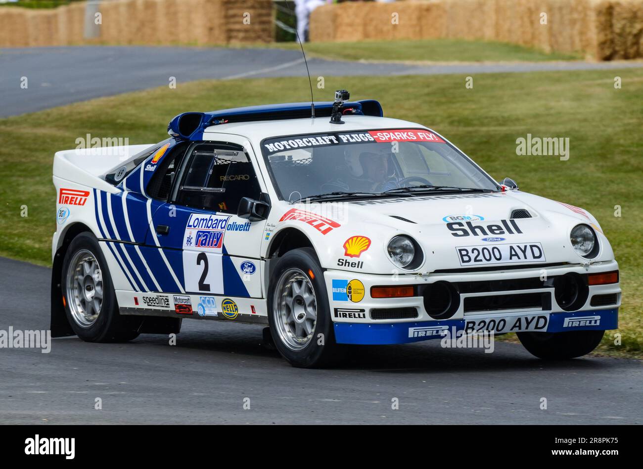 Ford RS200 B200 AYD, la vettura è stata assegnata a Stig Blomqvist e Bruno Berglund per guidare nel 1986 World Rally Championship Group B. a Goodwood FOS Foto Stock