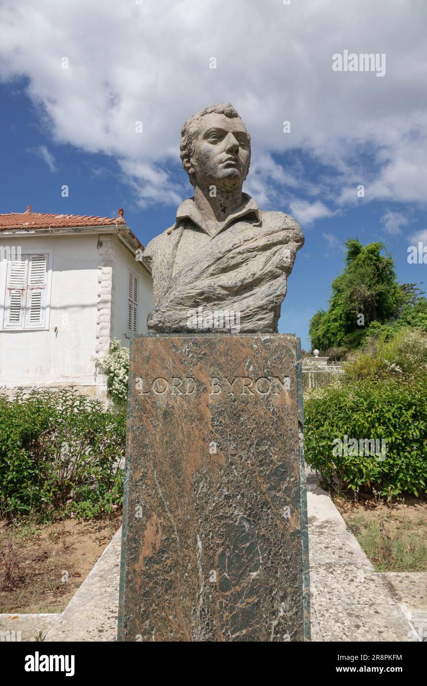 Ricordi di Lord Byron sull'isola di Cefalonia, Grecia Foto Stock