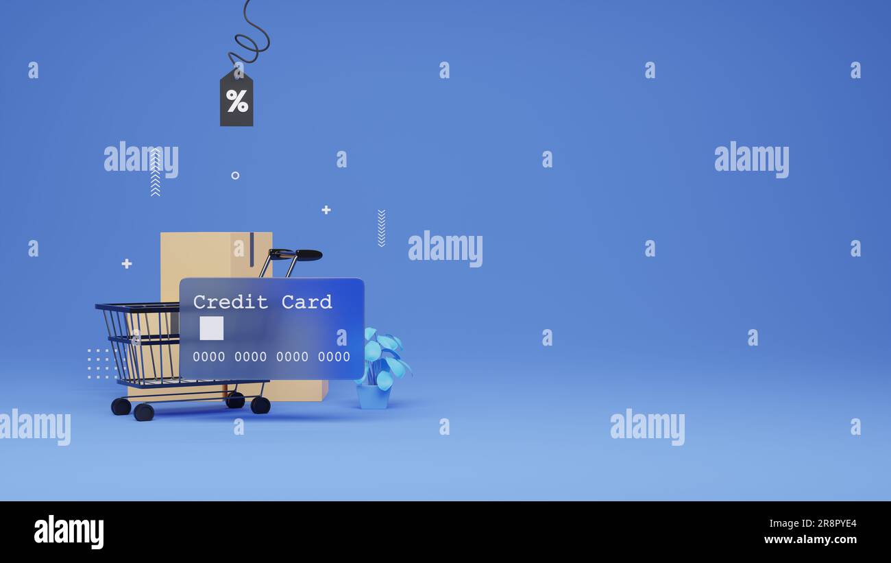Banner per la vendita di acquisti online con smartphone Foto Stock