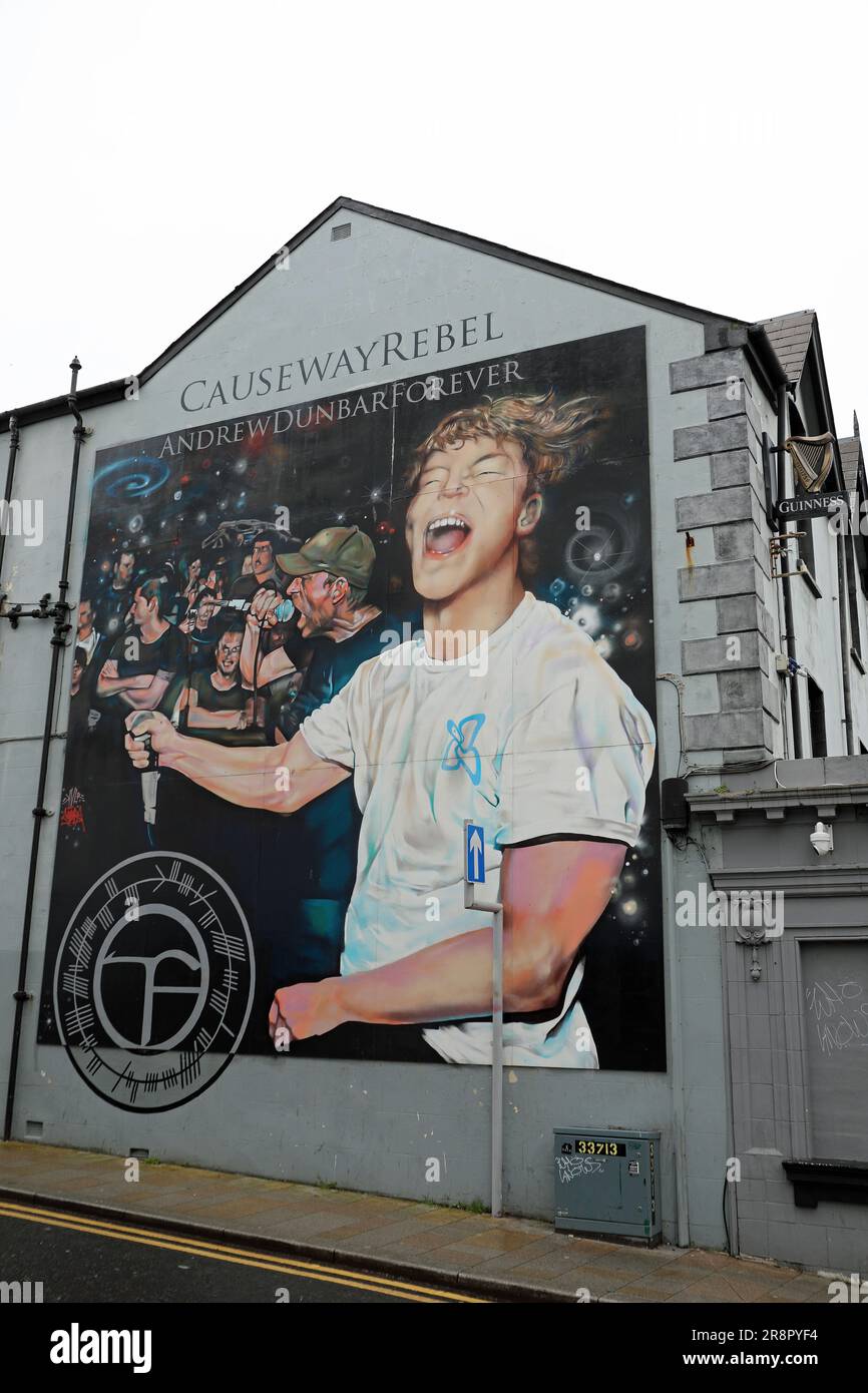 Andrew Dunbar murale a Portrush Foto Stock