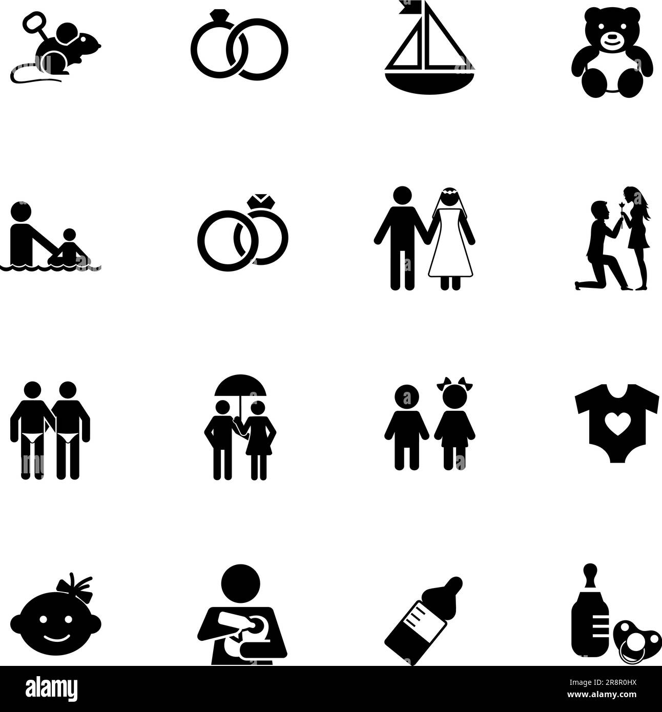 Set di icone di matrimonio Illustrazione Vettoriale