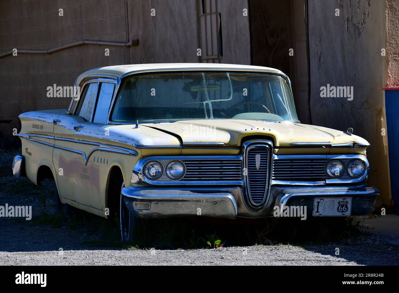 Edsel Ranger 4 Door Hardtop (1950), Route 66, Seligman Commercial Historic District, Seligman, Yavapai County, Arizona, USA, Nord America Foto Stock