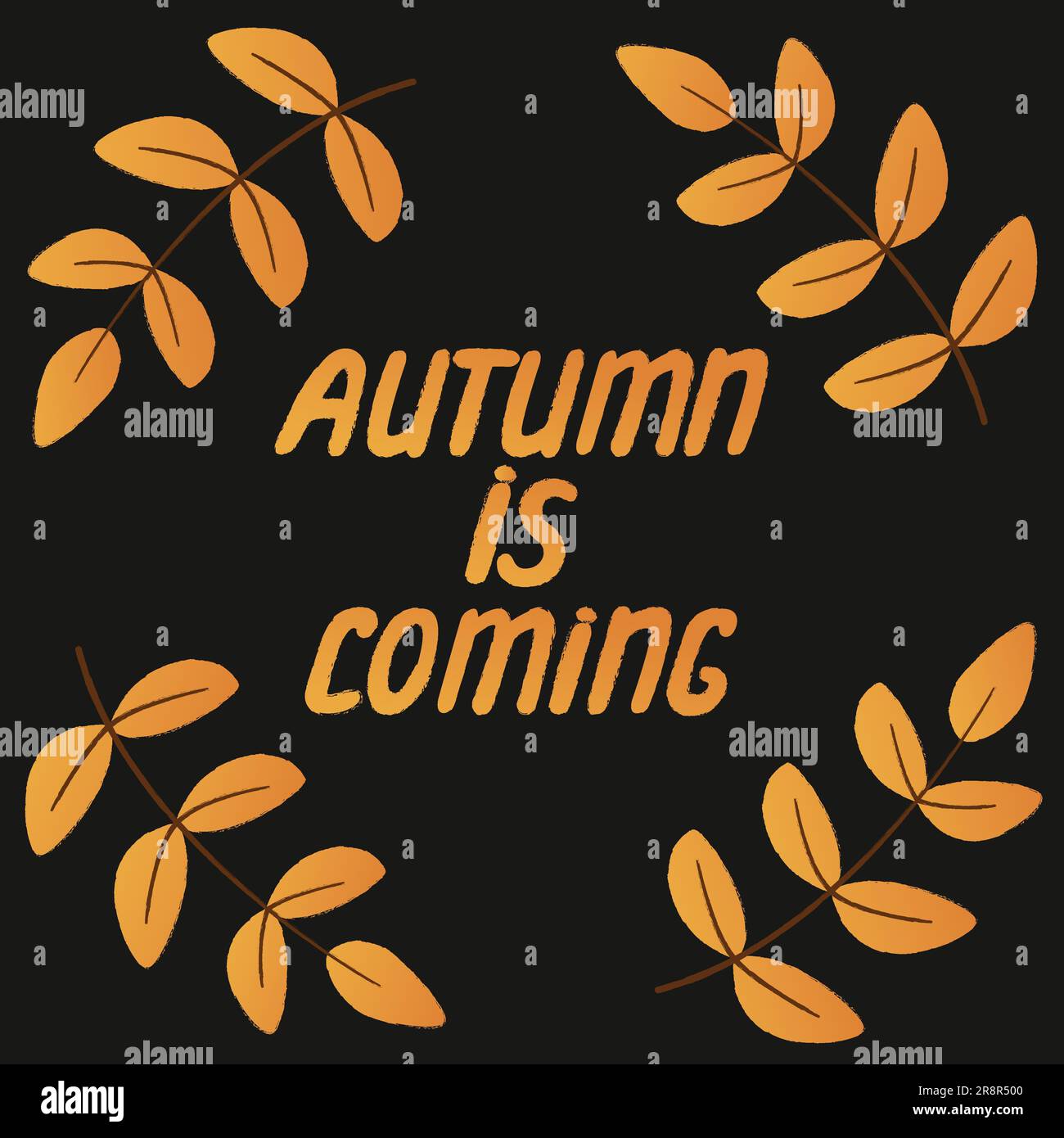 Autunno manoscritto sta arrivando la citazione scritta Illustrazione Vettoriale