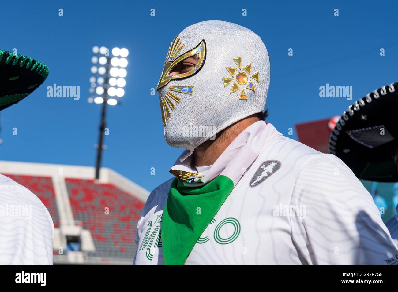 San Diego, Stati Uniti. 21st giugno, 2023. Membro del team Messico alle cerimonie di apertura per il Campionato Mondiale Lacrosse uomo 2023 allo Stadio Snapdragon. Credit: Notizie dal vivo di ben Nichols/Alamy Foto Stock