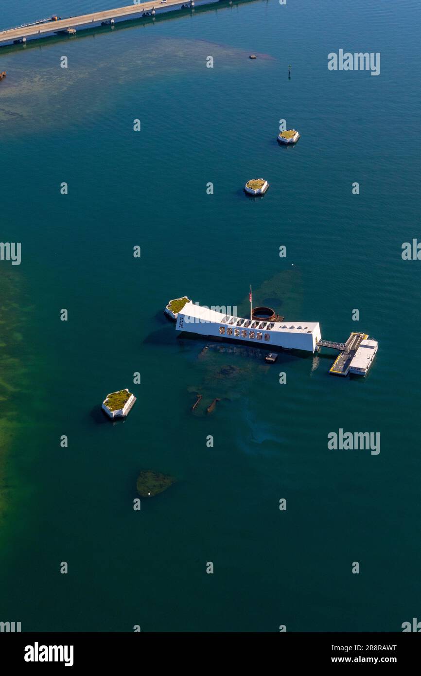 Arizona Memorial, Pearl Harbor, Honolulu, Oahu, Hawaii Foto Stock
