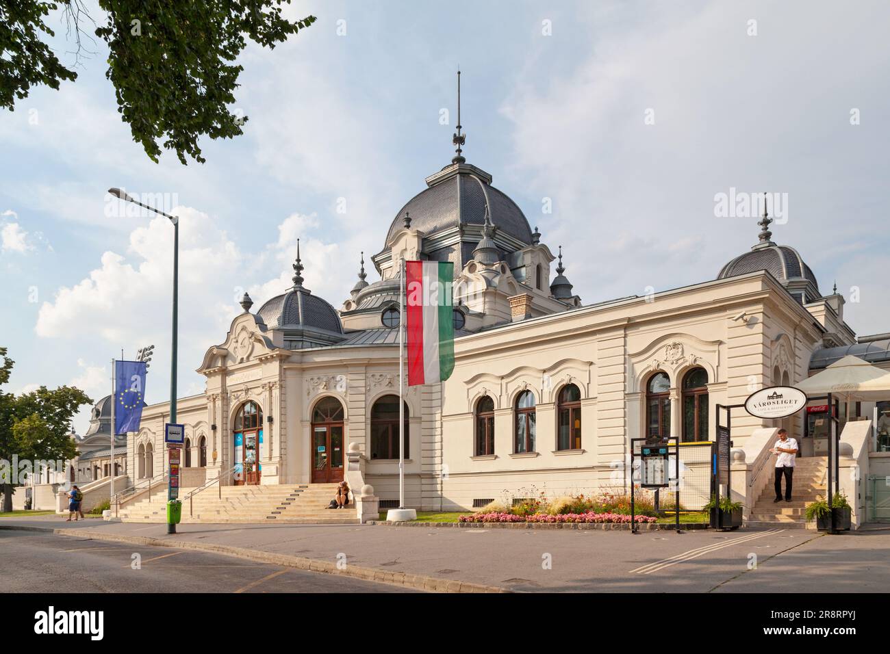 Budapest, Ungheria - 21 giugno 2018: Il City Park Ice Rink and Boating (ungherese: Városligeti Műjégpálya és Csónakázótó) è una pista di pattinaggio su ghiaccio pubblica in inverno Foto Stock