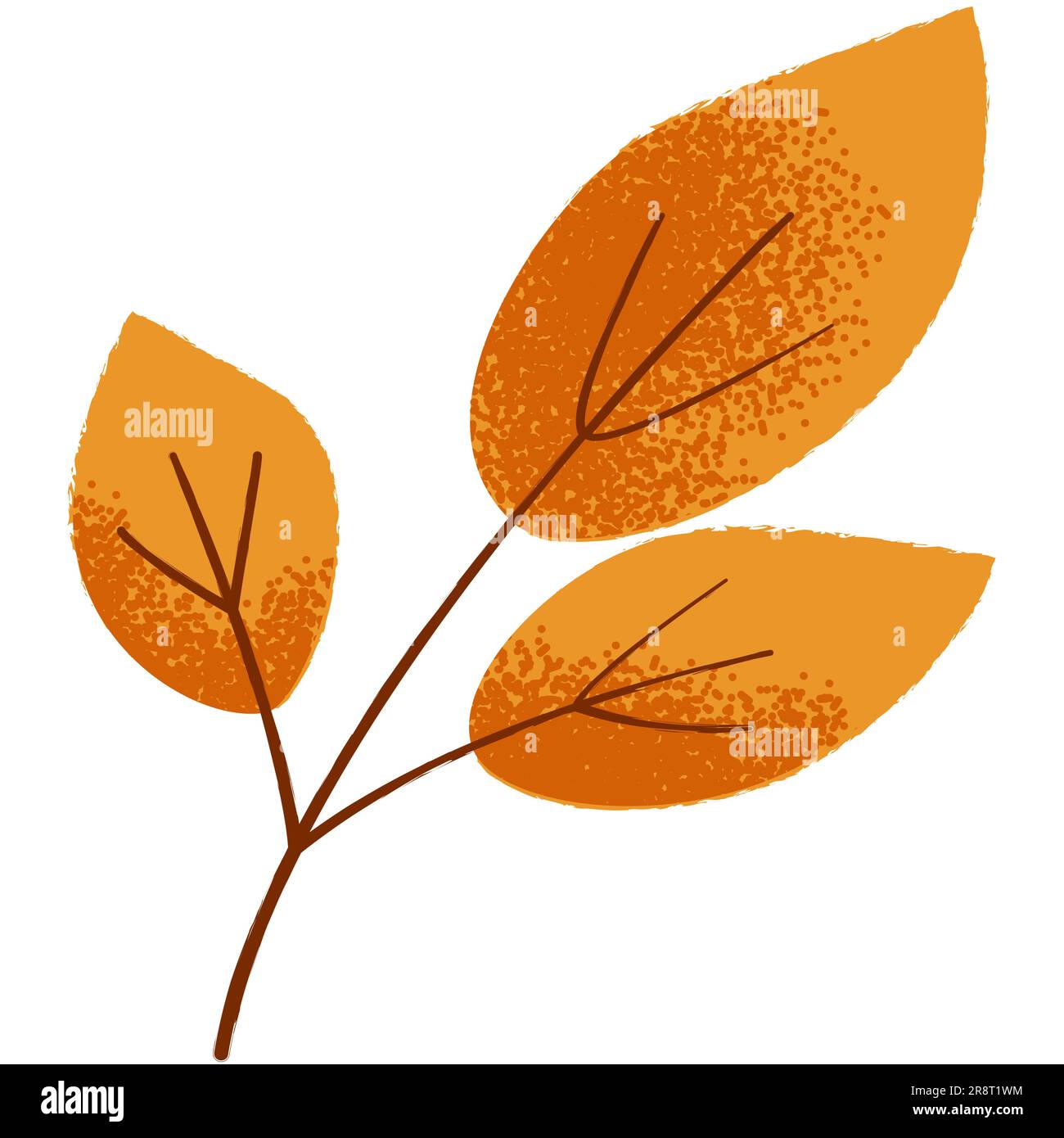 Foglia autunnale con texture isolata su un bianco Illustrazione Vettoriale
