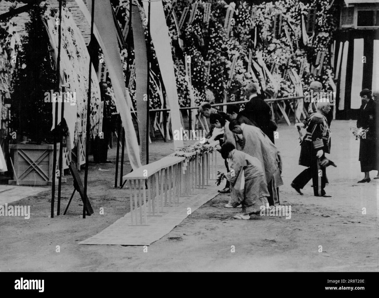 Funerali del Grande Mare il suo Giappone rende omaggio a Greta leader -- i funerali del grande eroe marino, Ammiraglio della flotta giapponese, il marchese Heihchiro Togo, vincitore del ***** . Luglio 29, 1934. (Foto della pressa associata). Foto Stock