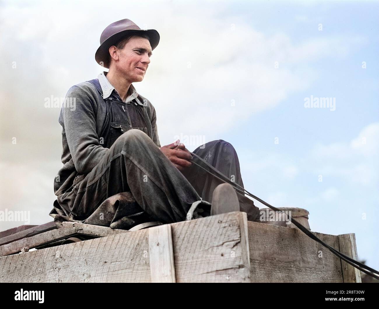 Locatario Farmer delocalizzazione a causa della costruzione di Camp Croft, un Stati Uniti Centro di addestramento per la sostituzione della fanteria dell'esercito, vicino a Pacolet, Carolina del Sud, Stati Uniti, Jack Delano, STATI UNITI Farm Security Administration, marzo 1941 Foto Stock