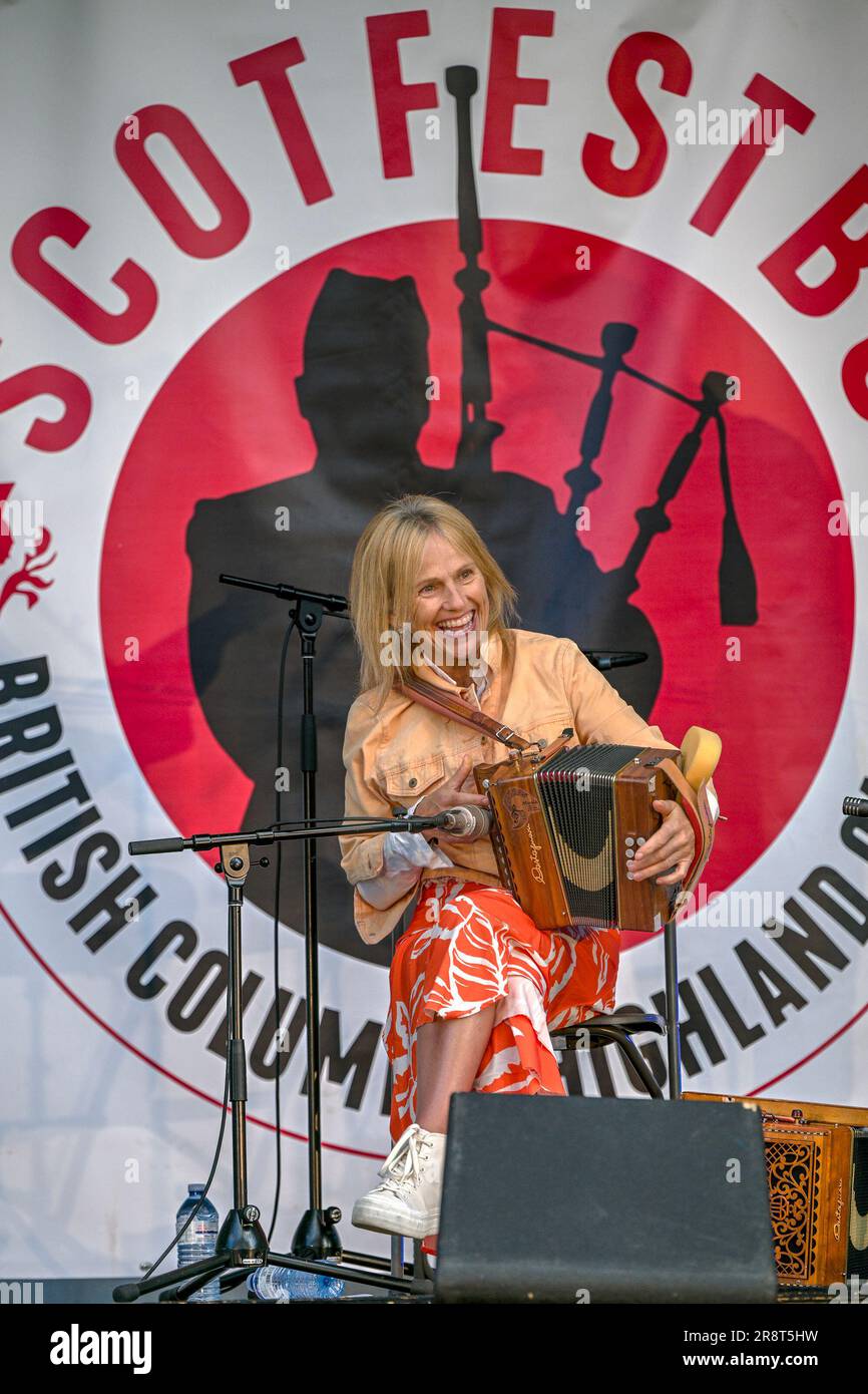 Sharon Shannon in concerto, ScotFestBC, British Columbia Highland Games, Coquitlam, BC, Canada Foto Stock