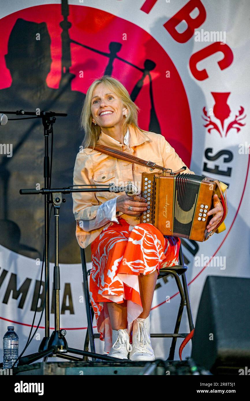 Sharon Shannon in concerto, ScotFestBC, British Columbia Highland Games, Coquitlam, BC, Canada Foto Stock