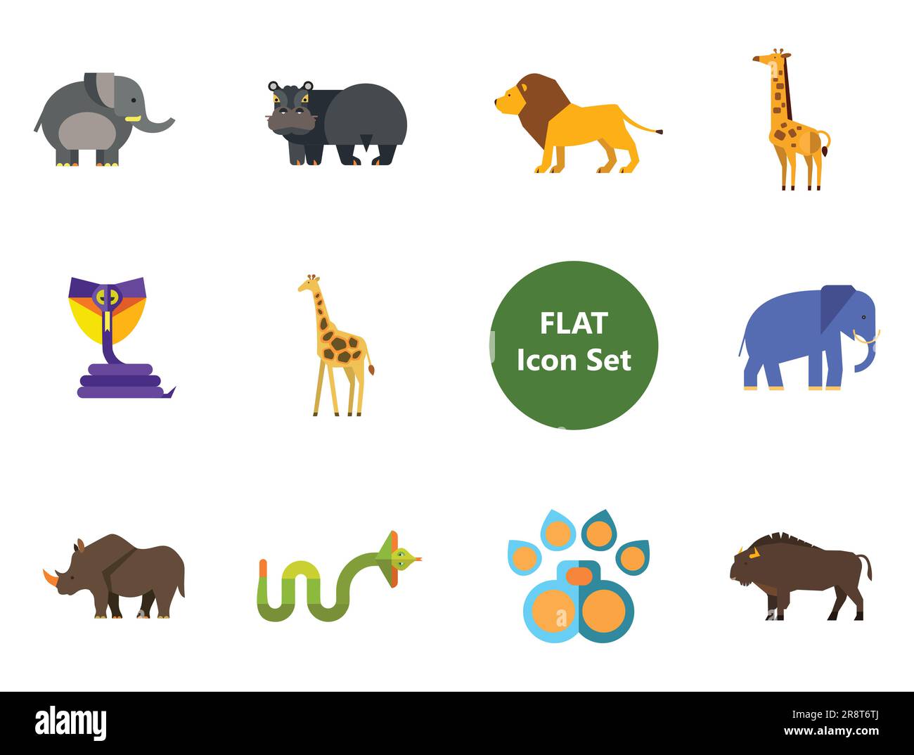 Set di icone African Animals Illustrazione Vettoriale