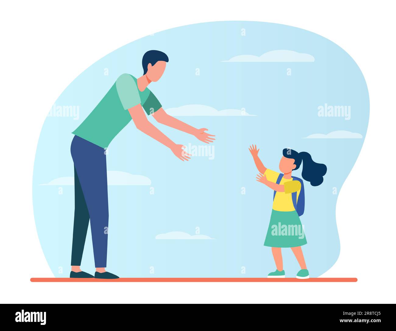 Papà incontra la figlia fuori Illustrazione Vettoriale