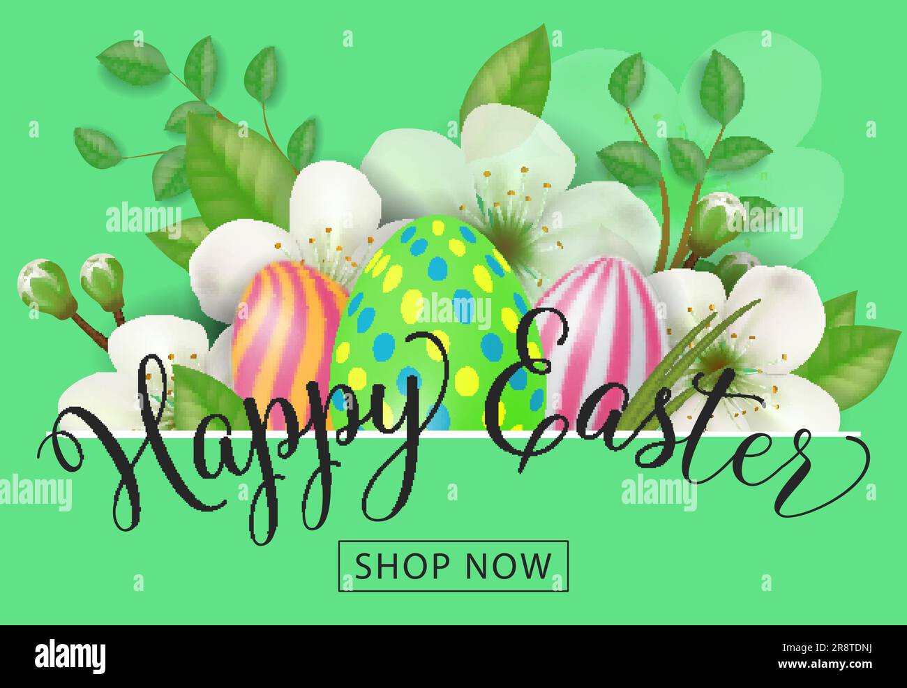 Happy Easter Shop ora iscrizione Illustrazione Vettoriale