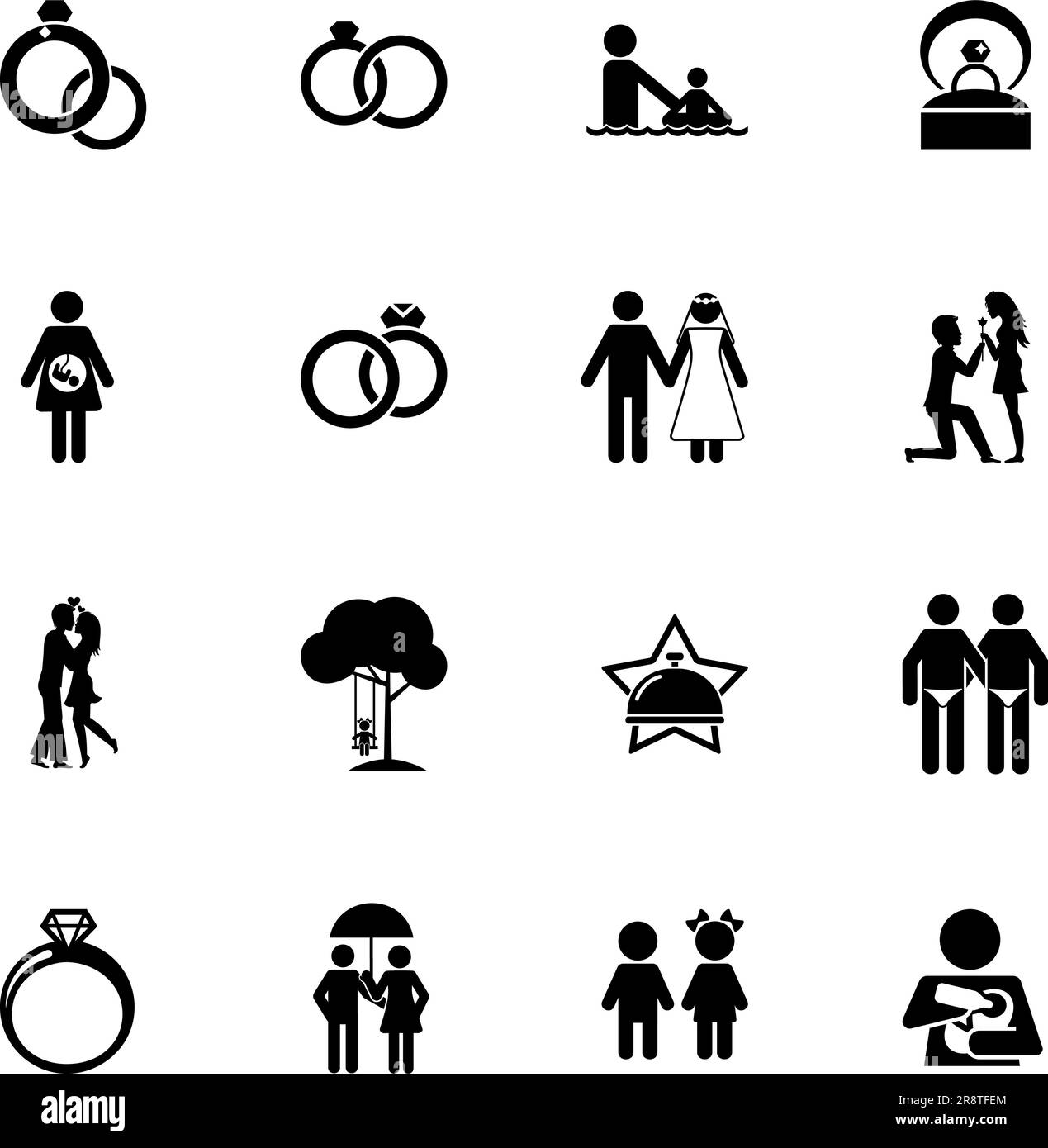 Set di icone relative alle relazioni umane Illustrazione Vettoriale