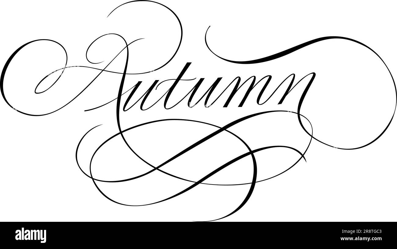 Lettering autunnale con elementi a vortice Illustrazione Vettoriale