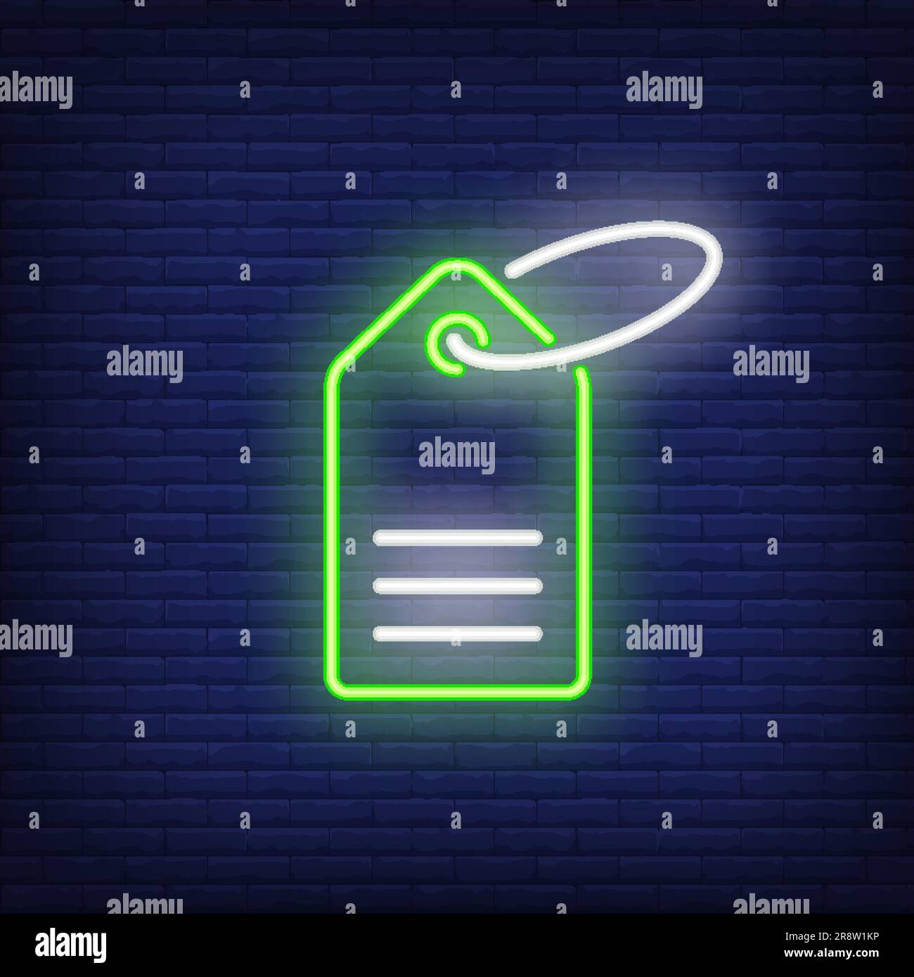 Tag neon verde. Design pubblicitario luminoso notturno Illustrazione Vettoriale
