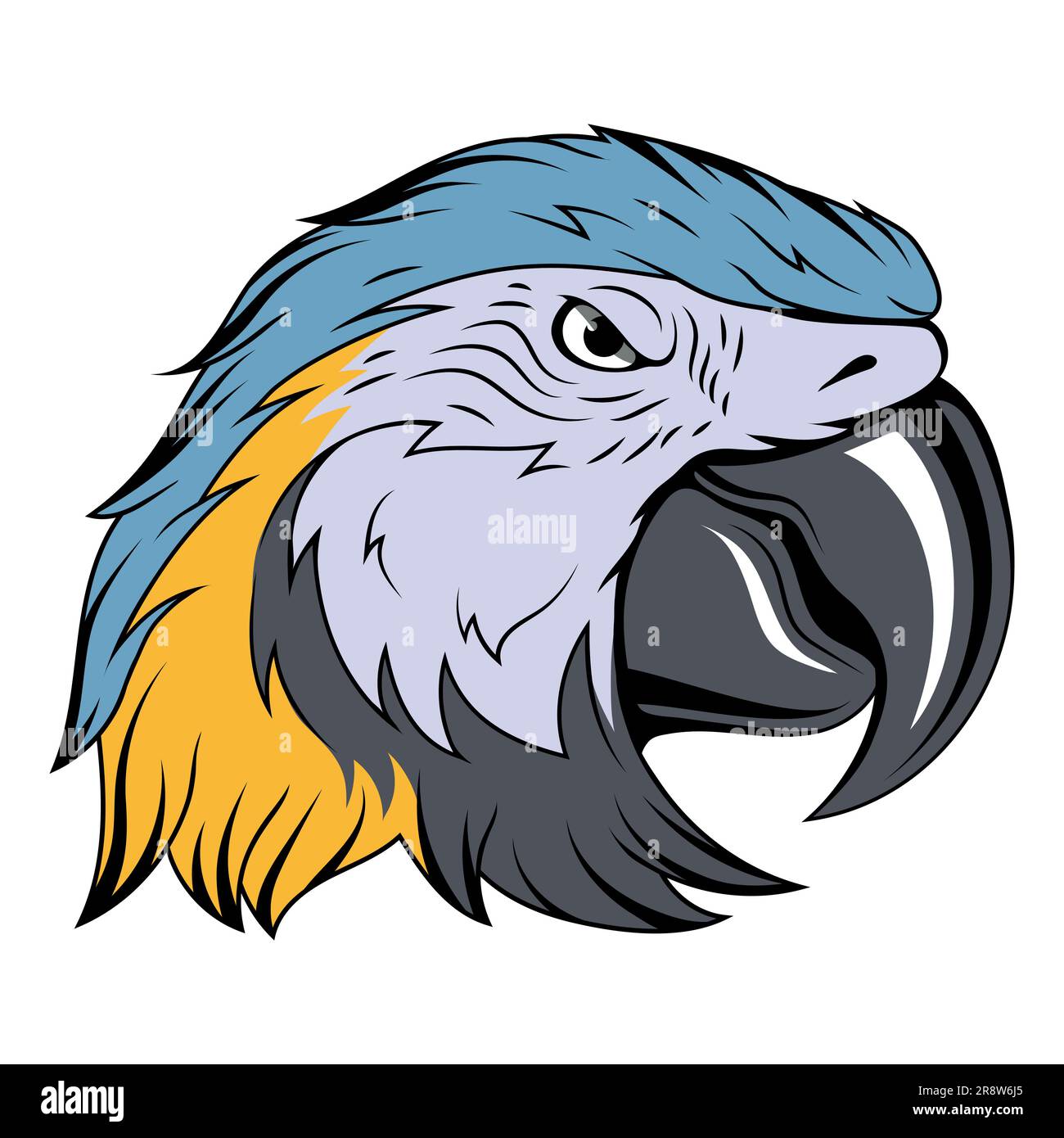 Pappagallo. Illustrazione vettoriale di un uccello tropicale arrabbiato. Ara Parrot Illustrazione Vettoriale